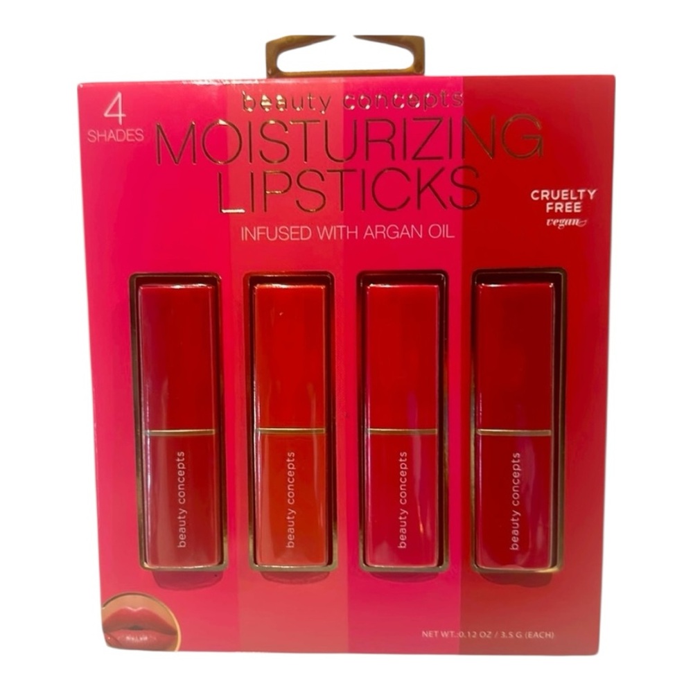 Beauty Concepts Moisturizing Lipsticks Set of 4 • Argan Oil • Cruelty-Free NEW